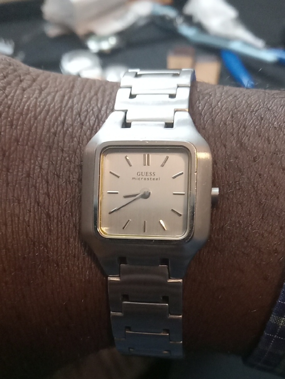 GUESS Ladies Silver Square Microsteel Bracelet Watch